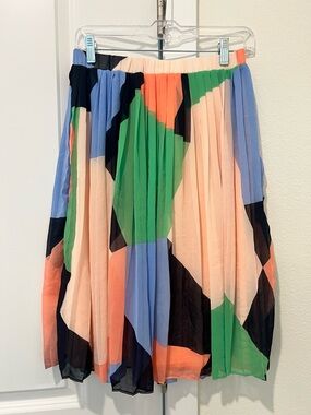 Banana Republic Multi-Color Midi Skirt - Peach, Green & Blue